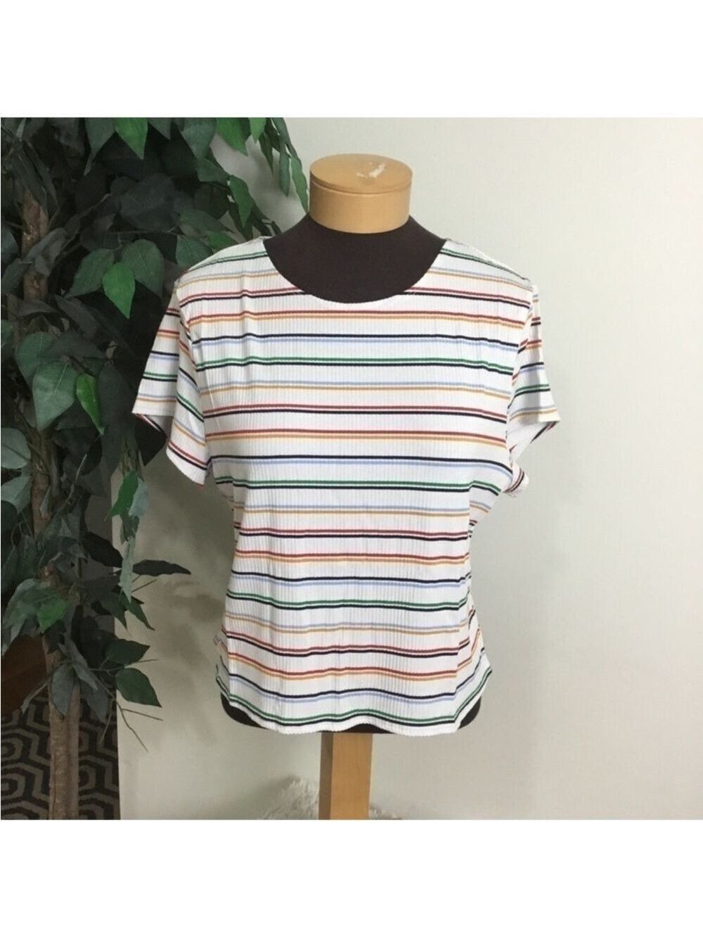 POPSUGAR strioed Ribbed Crewneck Short Sleeve Crop Top XXL NWT